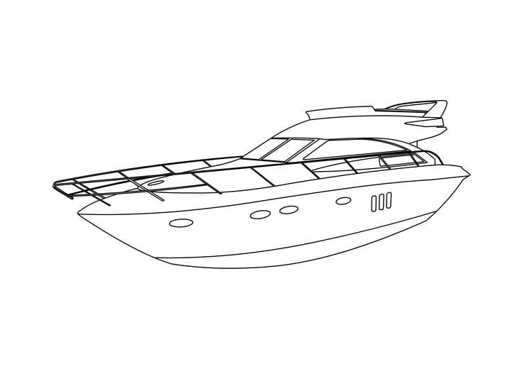 Desenho de Lanchá de Pescá para Colorir e Pintar