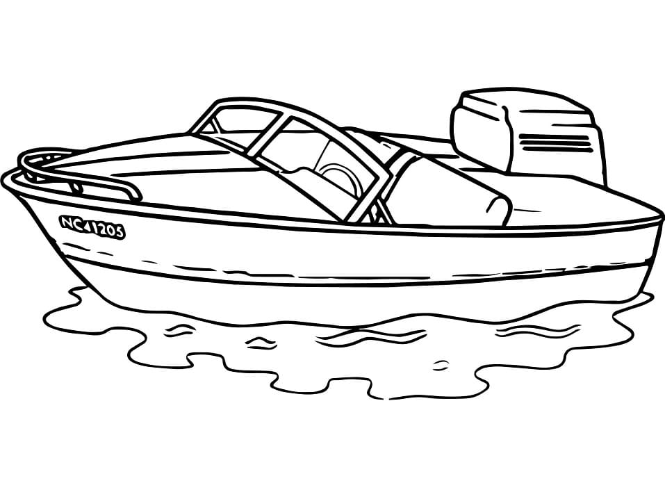 Desenho de Lanchá na Praia para Colorir e Pintar