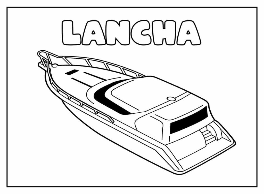 Desenho de Lanchá para Colorir em Casa e Pintar