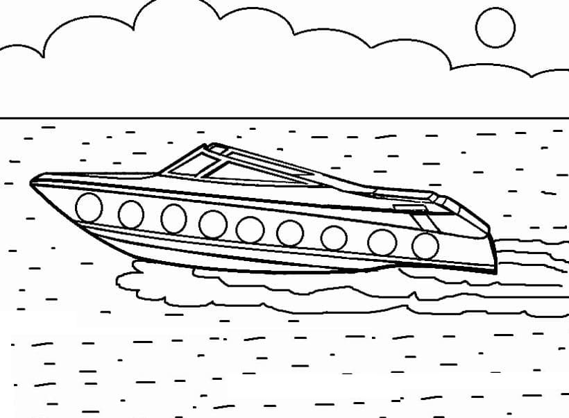 Desenho de Lanchá Rápida para Imprimir e Pintar