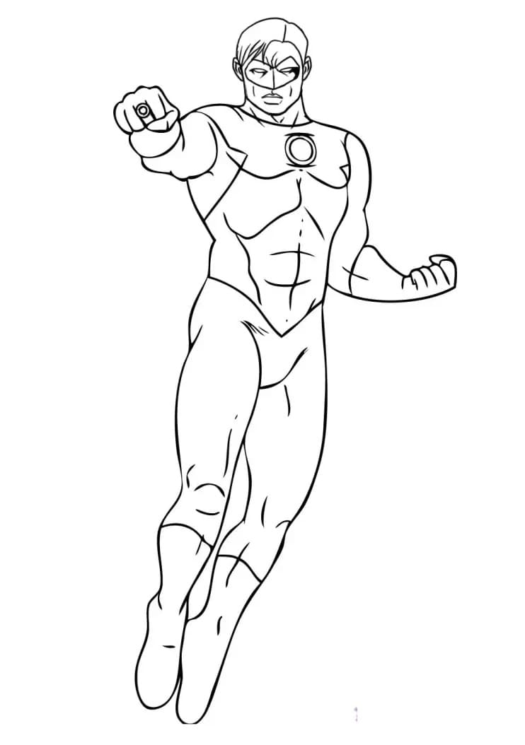 Desenho de Lanterna Verde com Anel para Colorir e Pintar