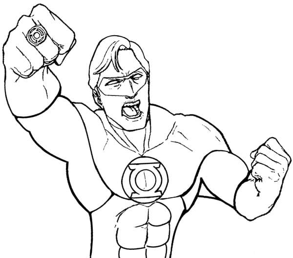 Desenho de Lanterna Verde com Capá para Colorir e Pintar