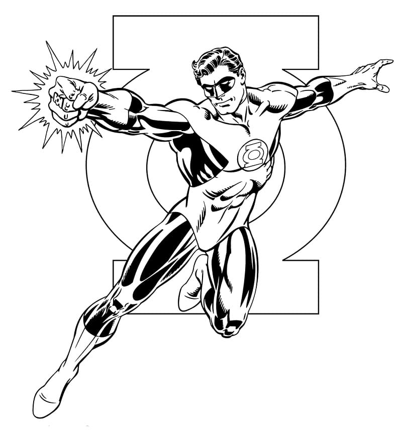 Desenho de Lanterna Verde Versão Clássica para Colorir e Pintar