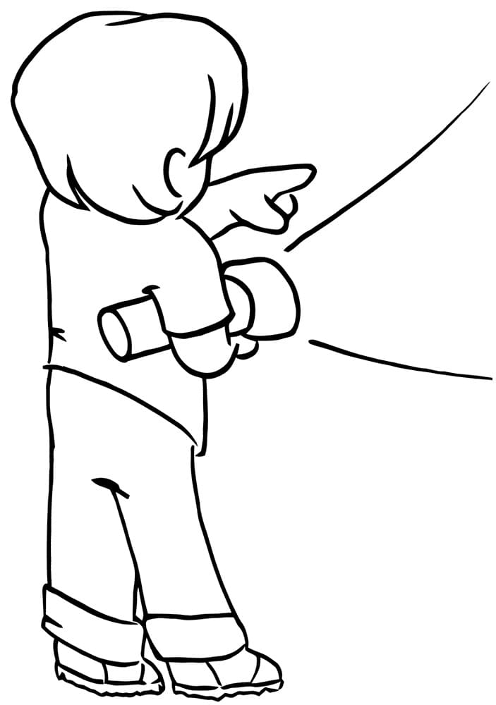 Desenho de Menino com Lanterna para Colorir e Pintar