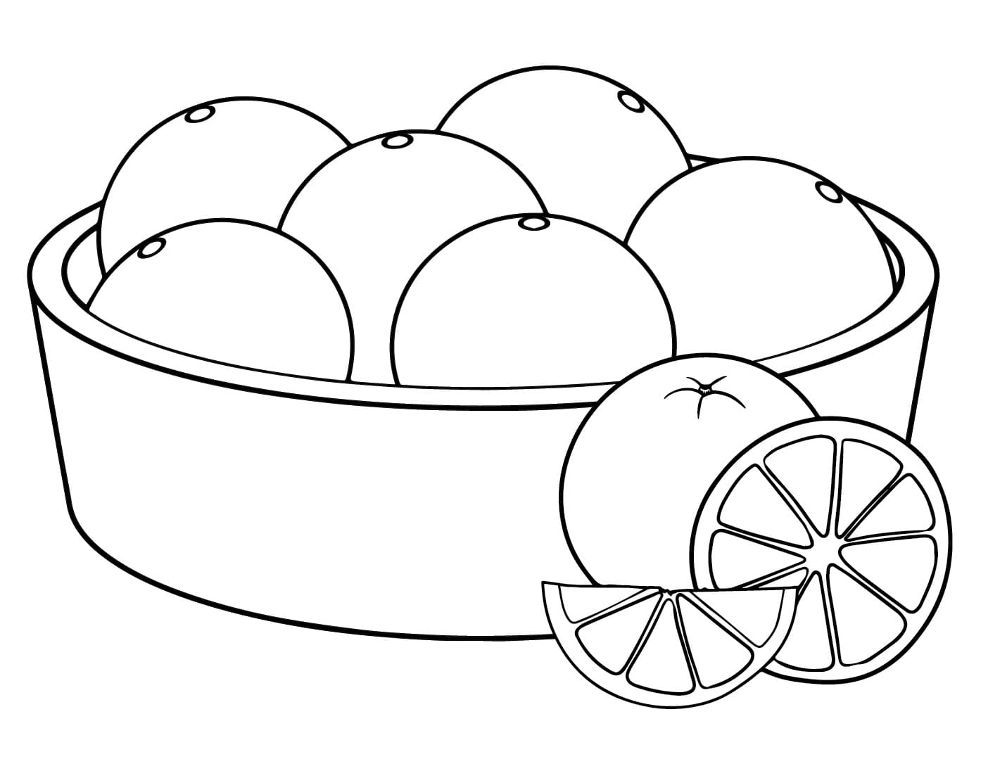 Desenho de Cesta de Laranja para Colorir e Pintar