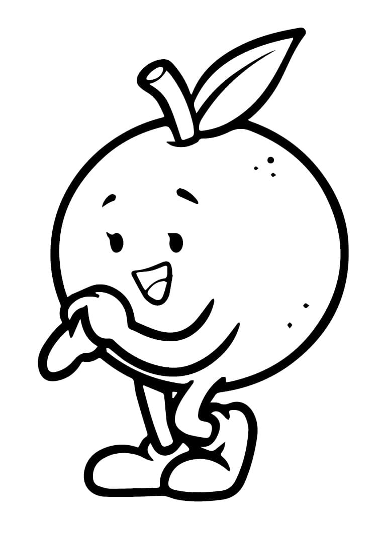 Desenho de Laranja Animada para Colorir e Pintar