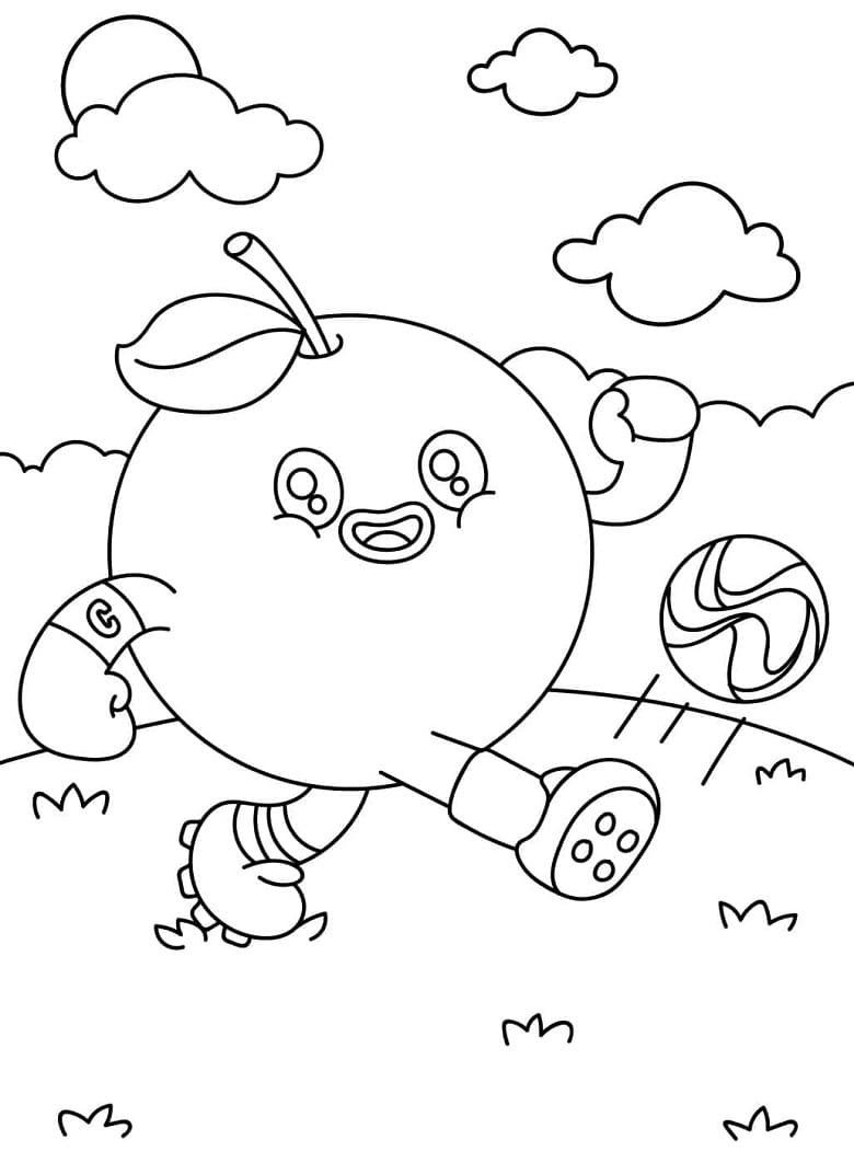 Desenho de Laranja Fofo para Colorir e Pintar