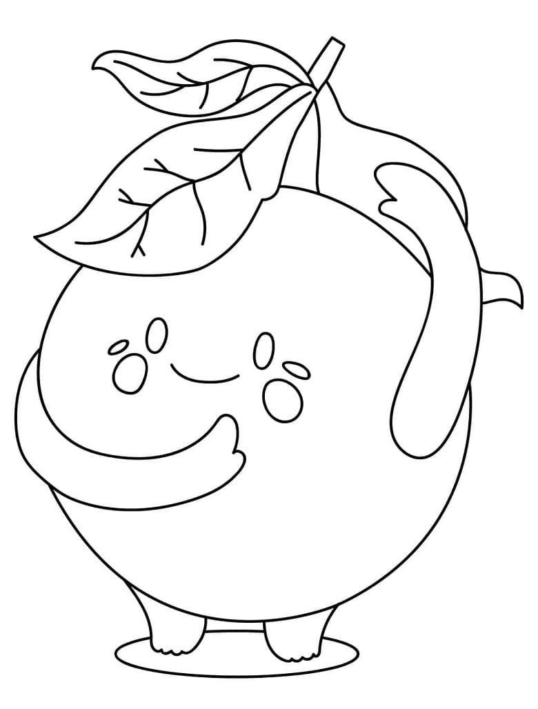 Desenho de Laranja Muito Fofo para Colorir e Pintar