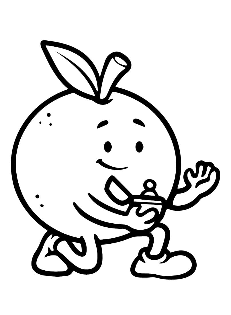 Desenho de uma Laranja Animada para Colorir e Pintar