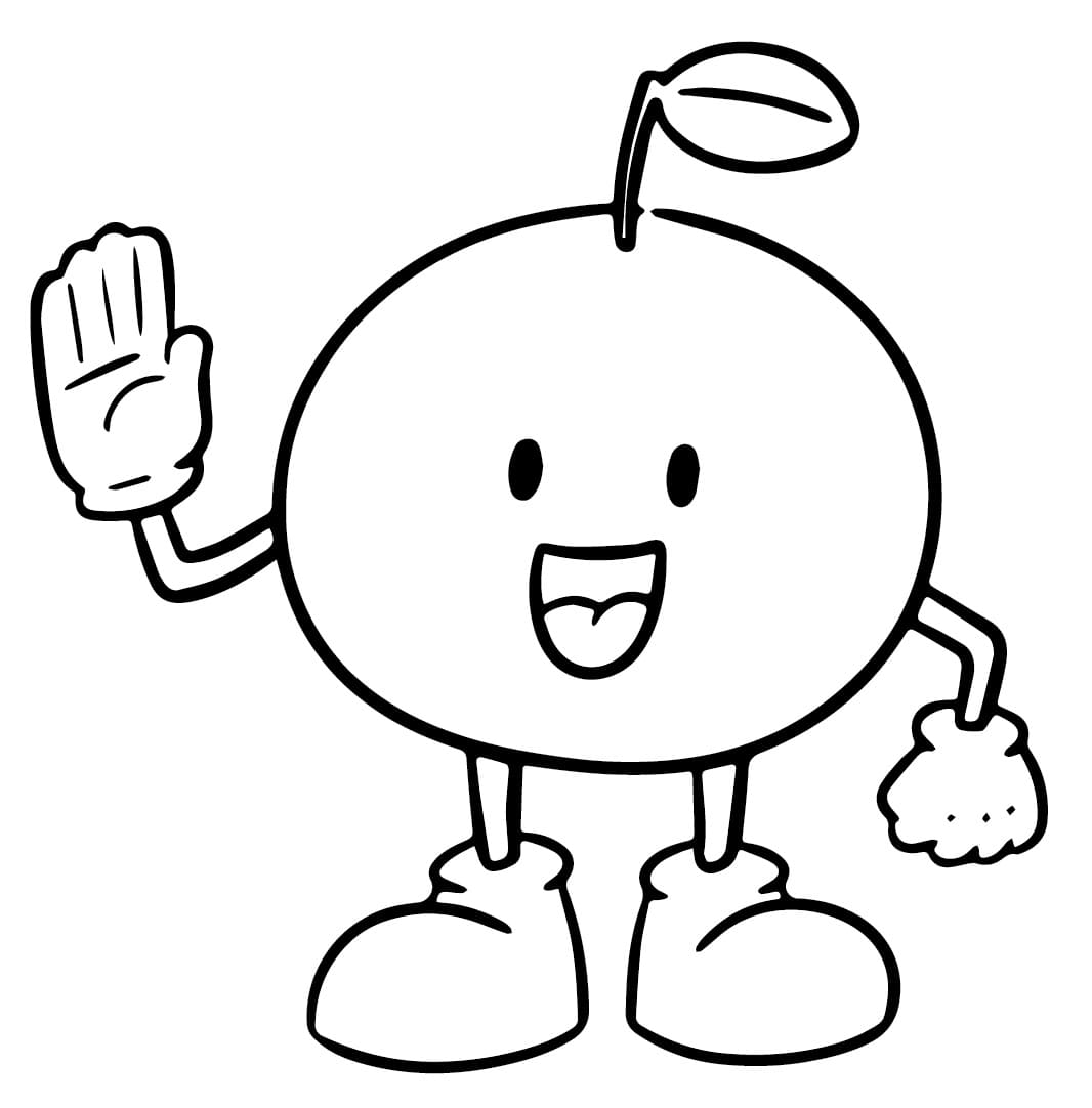 Desenho de uma Laranja Feliz para Colorir e Pintar