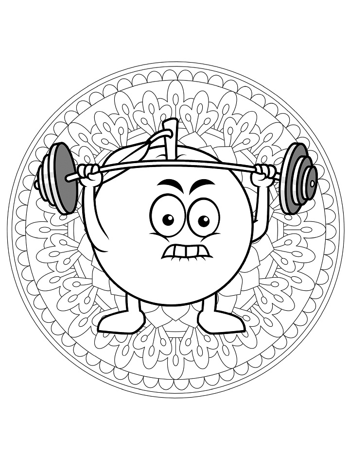 Desenho de Laranja com Folha para Colorir e Pintar