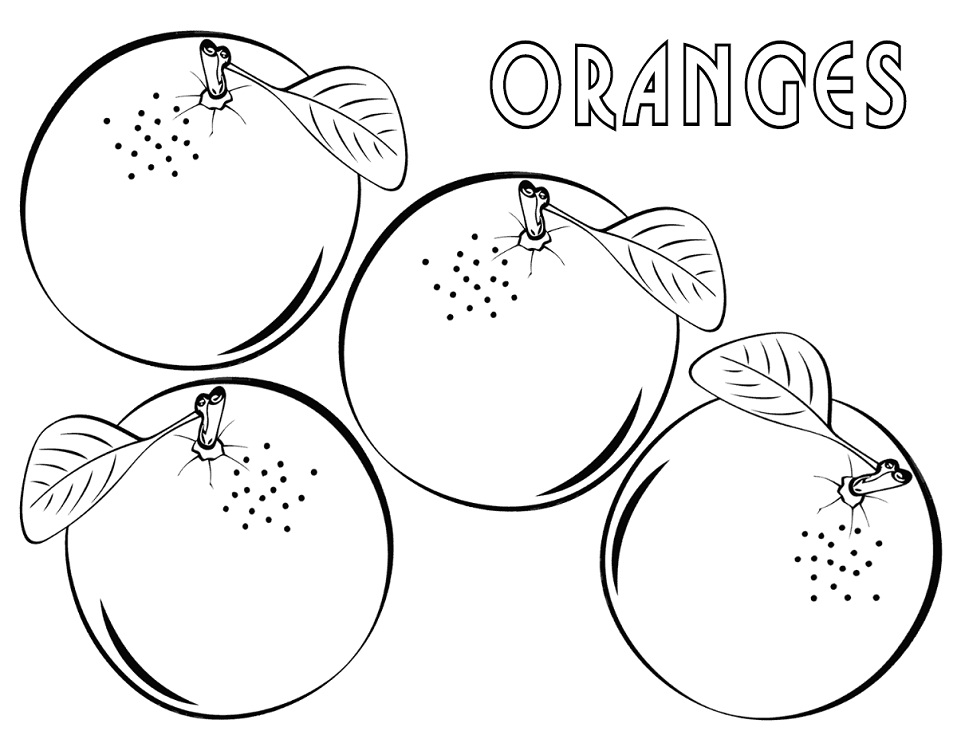 Desenho de Laranja na Cesta para Colorir e Pintar