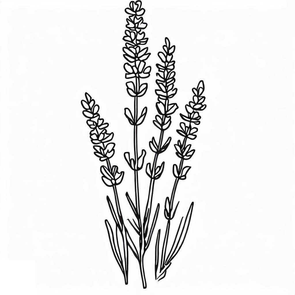 Desenho de Lavanda Muito Bonita para Colorir e Pintar
