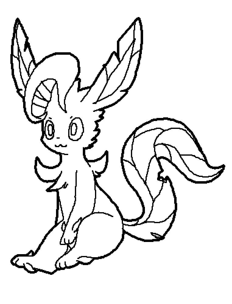 Desenho de Leafeon Pokemon Baixar Imprimivel e Pintar