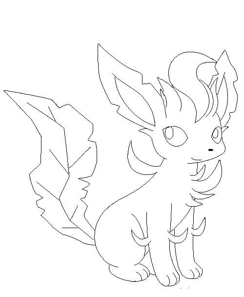 Desenho de Leafeon Pokemon Kawaii para Colorir e Pintar