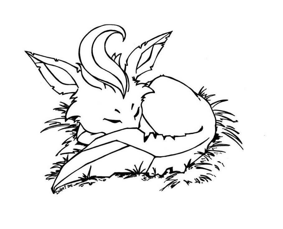 Desenho de Leafeon Pokemon para Colorir Tinta Guache e Pintar