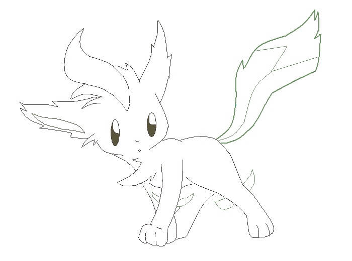 Desenho de Leafeon Pokemon Pdf Grátis e Pintar