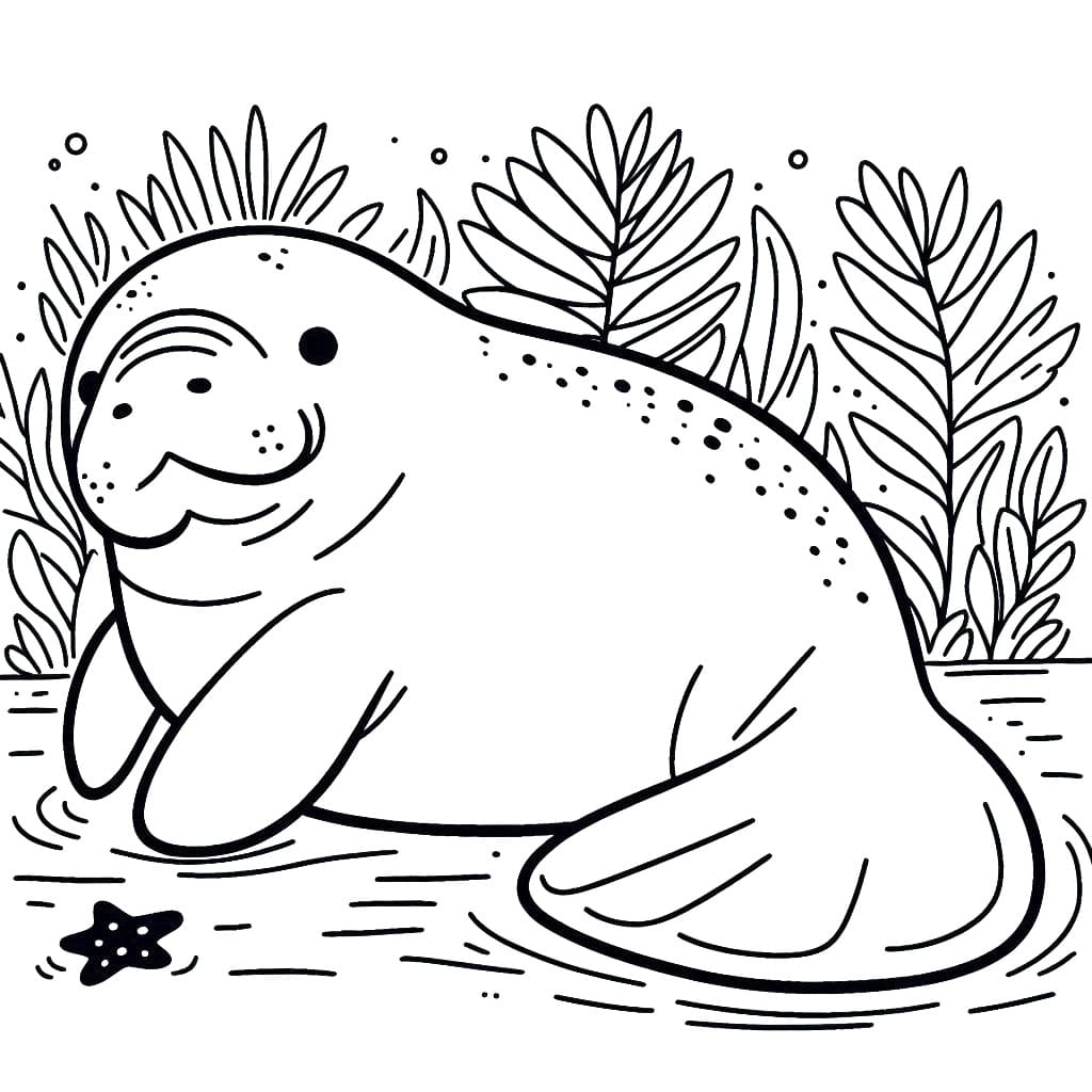 Desenho de Peixe Boi para Crianças de 5 Anos para Colorir e Pintar