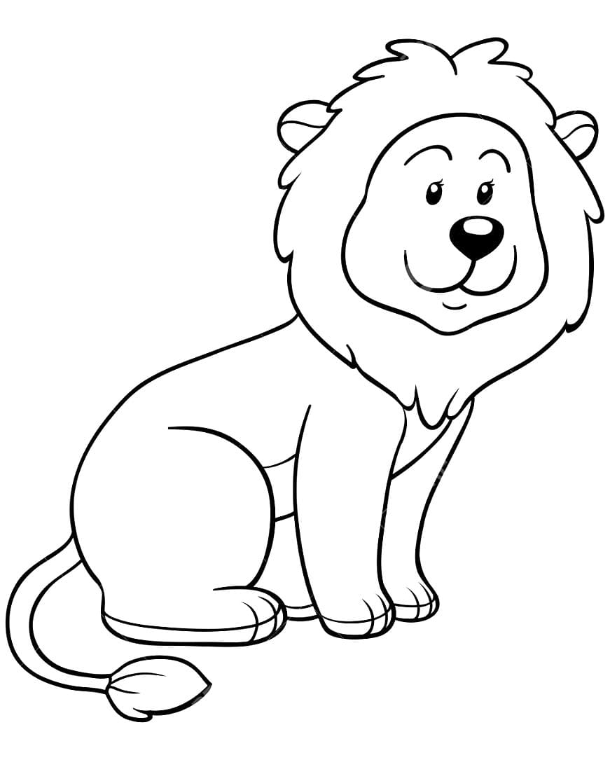 Desenho Adorável Leão para Colorir e Pintar