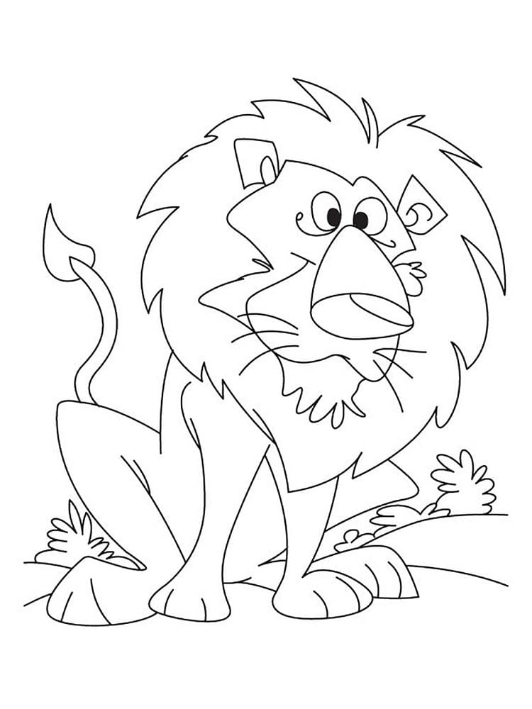 Desenho de um Leão Sorridente para Colorir e Pintar
