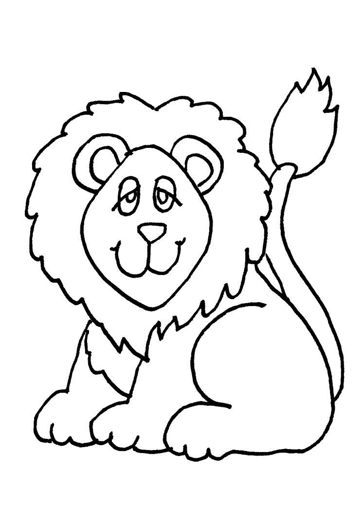 Desenho Leão Simples para Colorir e Pintar