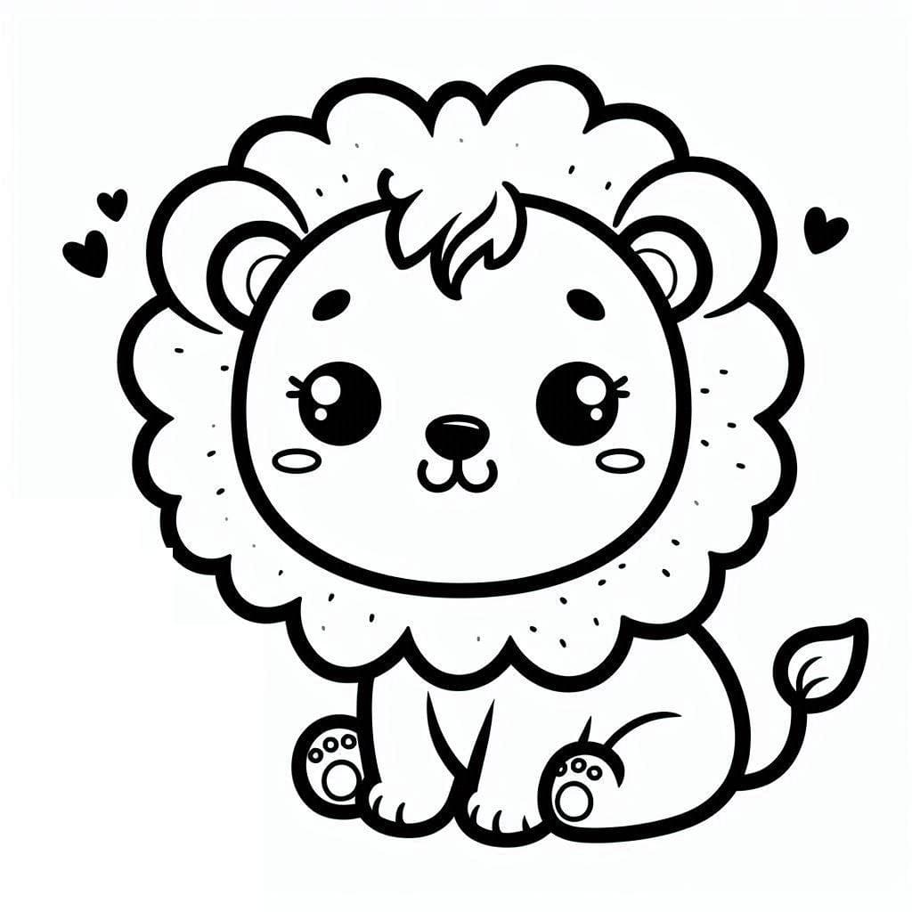 Desenho de Adorável Leãozinho para Colorir e Pintar