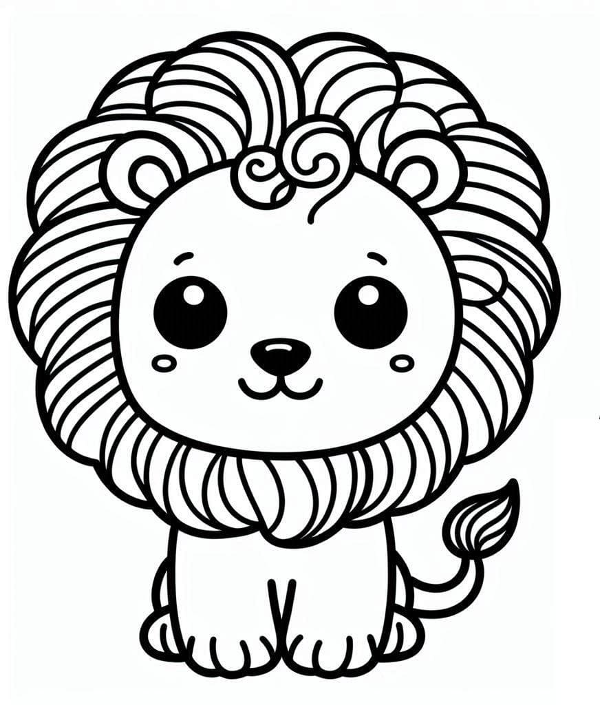 Desenho de Imagem de Leãozinho para Colorir e Pintar