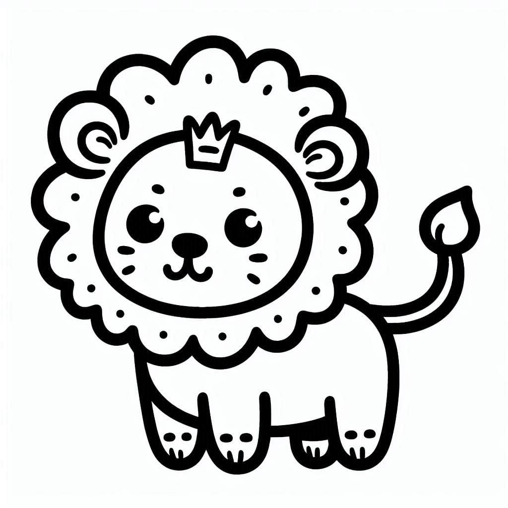 Desenho de Leãozinho Animado para Colorir e Pintar
