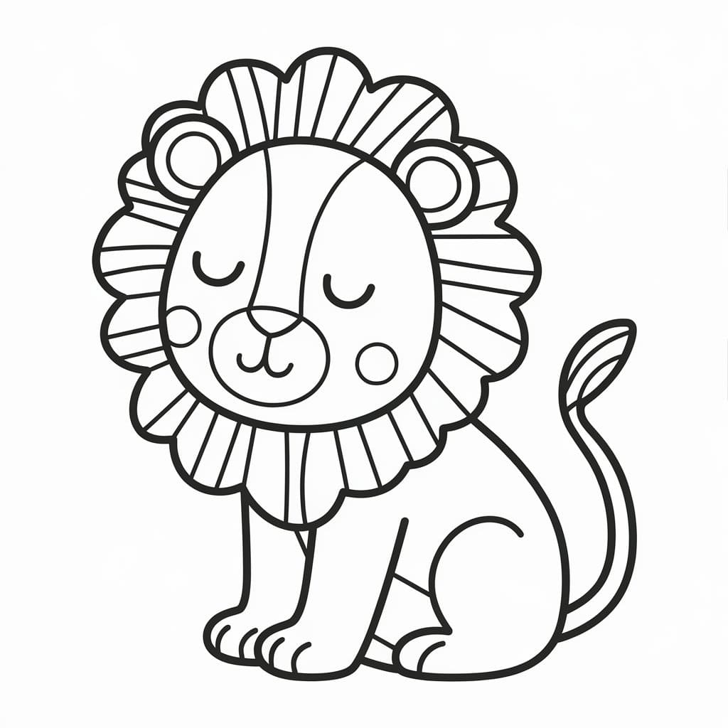 Desenho de Leãozinho Feliz para Colorir e Pintar