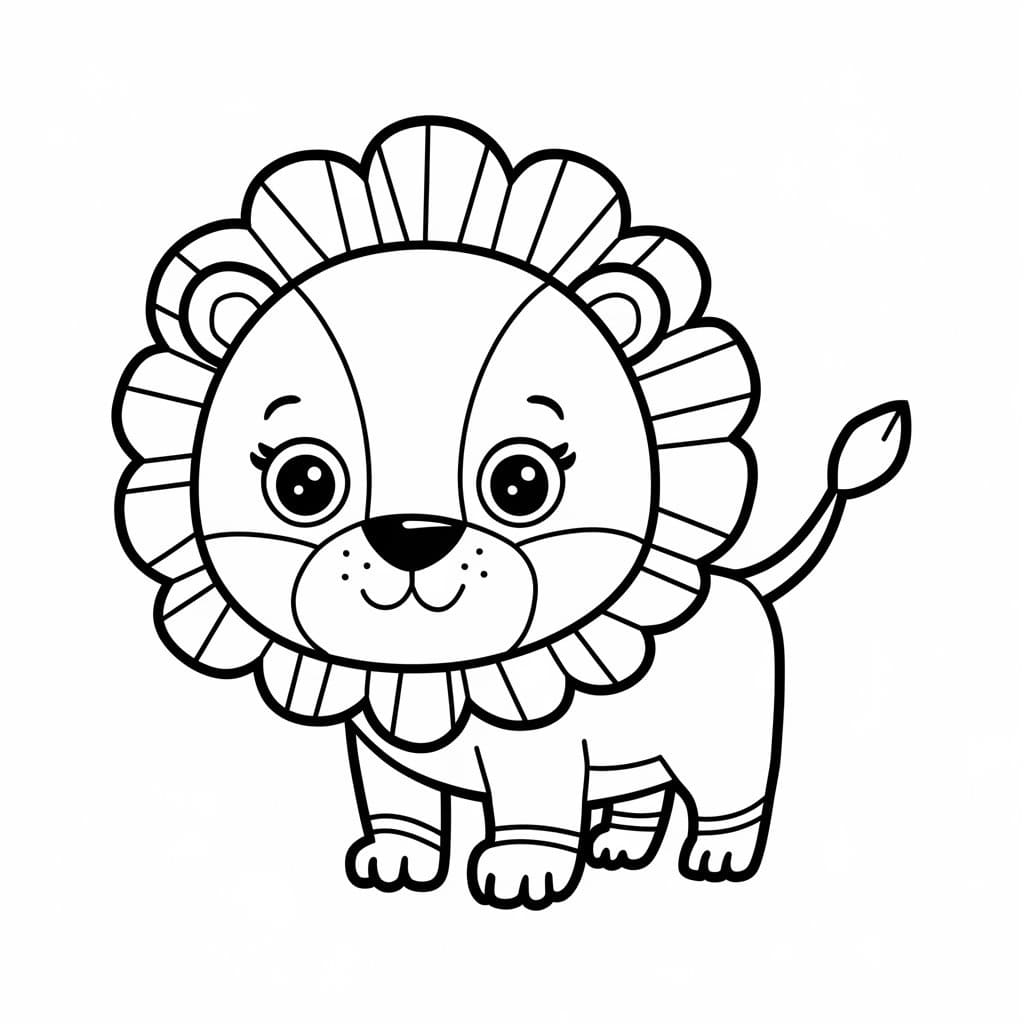 Desenho de Leãozinho Muito Feliz para Colorir e Pintar