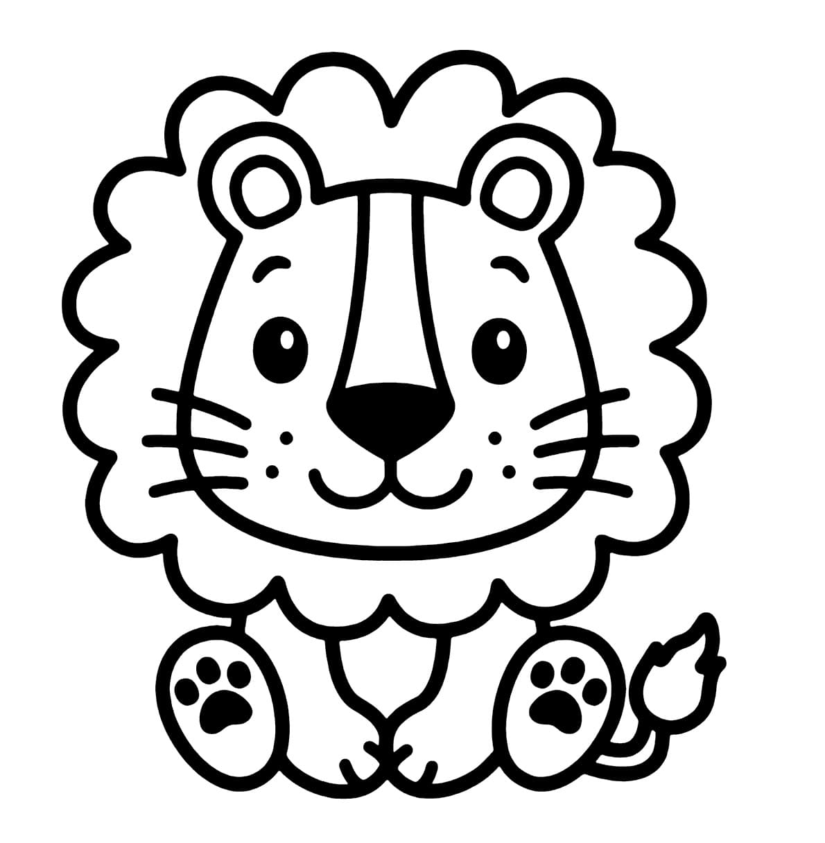 Desenho de Leãozinho Muito Fofo para Colorir e Pintar