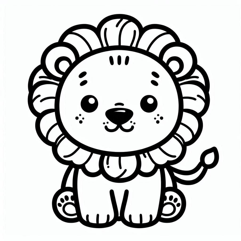 Desenho de Leãozinho para Crianças de 1 Ano para Colorir e Pintar