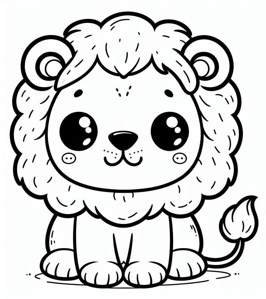 Desenho de Leãozinho para Crianças de 2 Ano para Colorir e Pintar