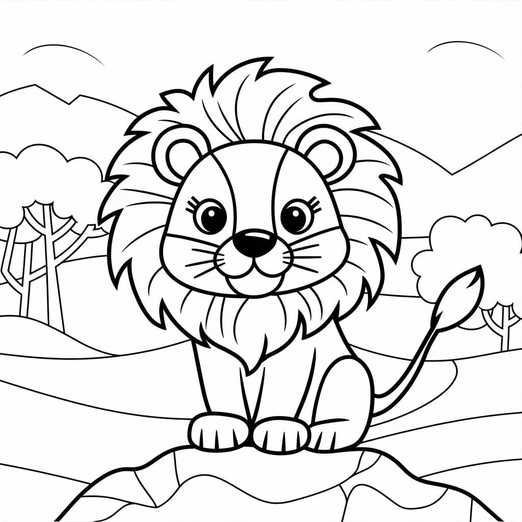 Desenho de Leãozinho para Crianças de 3 Ano para Colorir e Pintar