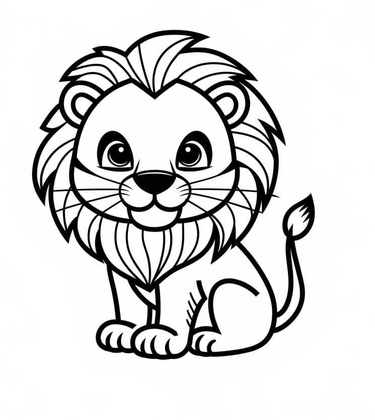 Desenho de Leãozinho para Crianças de 6 Ano para Colorir e Pintar