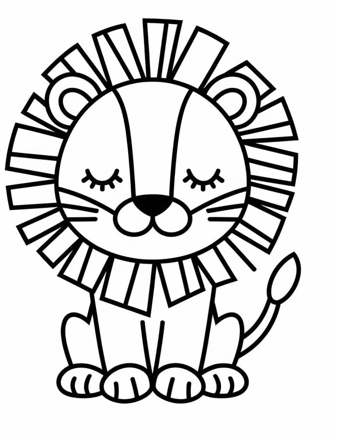 Desenho de Lindo Leãozinho para Colorir e Pintar