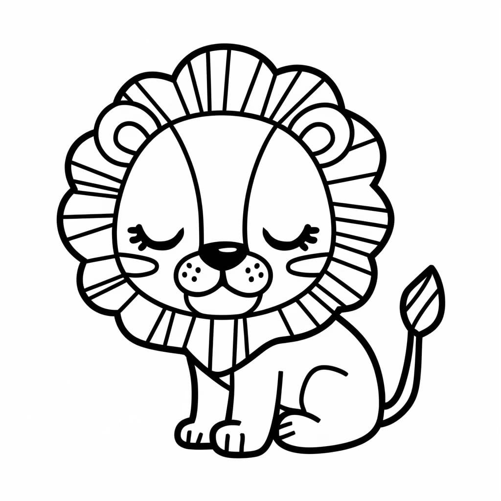 Desenho de Pintura de Leãozinho para Colorir e Pintar