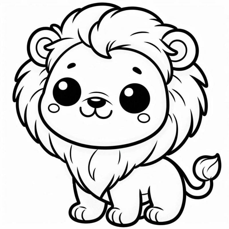 Desenho de um Leãozinho Muito Fofo para Colorir e Pintar