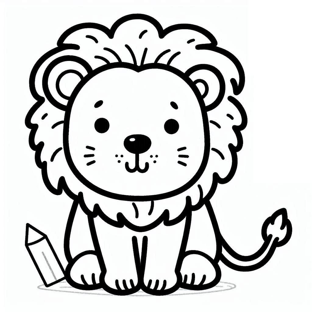 Desenho de um Leãozinho para Colorir e Pintar