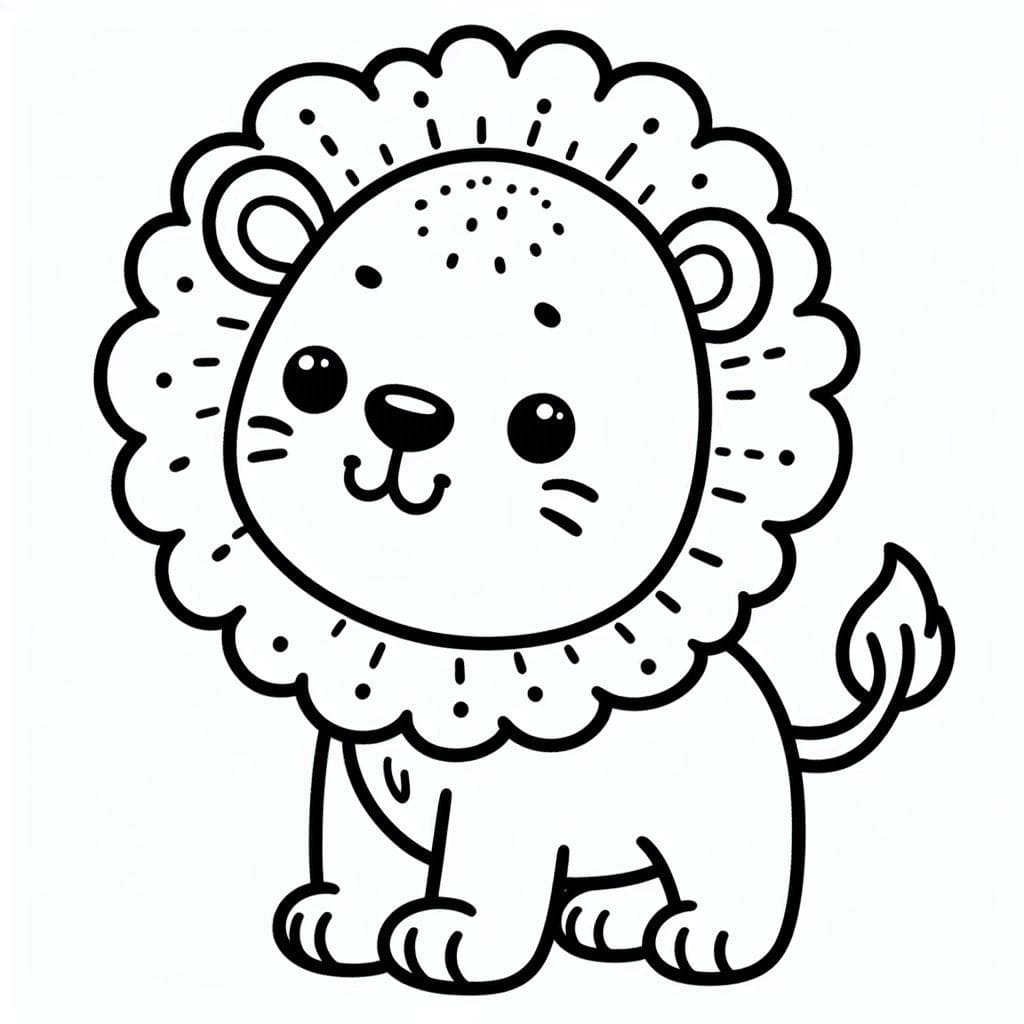 Desenho de um Lindo Leãozinho para Colorir e Pintar