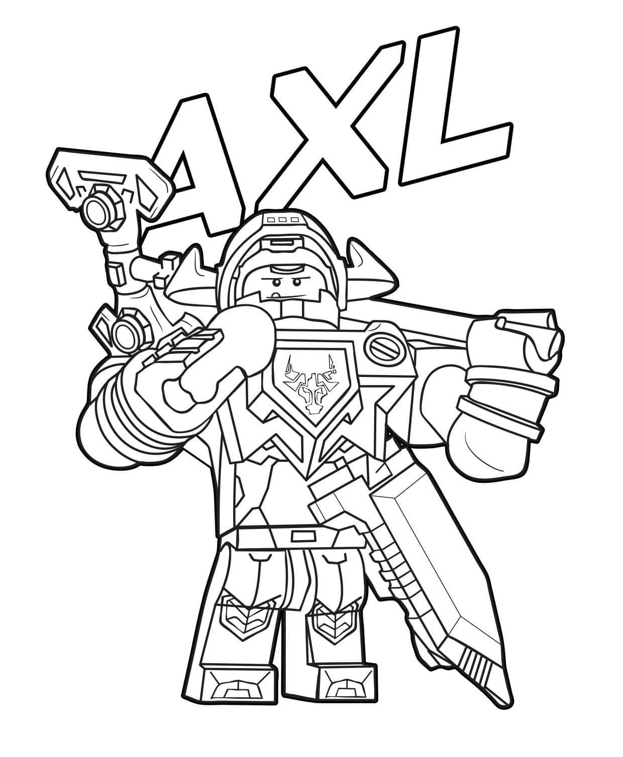 Desenho de Axl Lego Nexo Knights para Colorir e Pintar