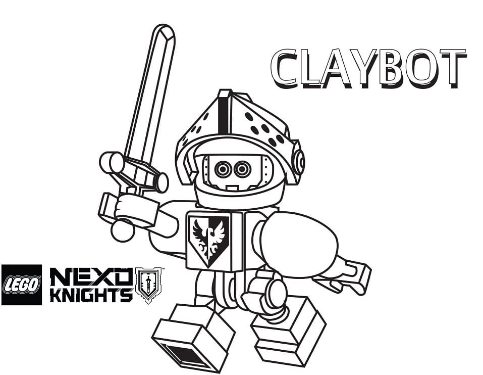 Desenho de Claybot de Lego Nexo Knights para Colorir e Pintar