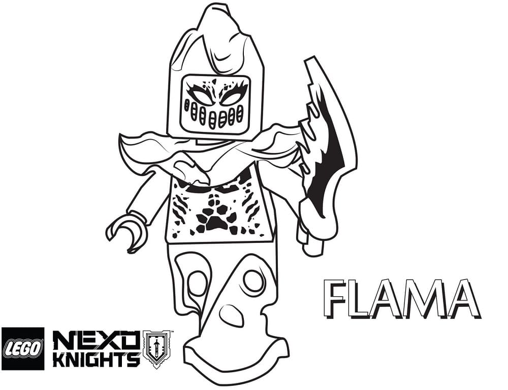 Desenho de Flama de Lego Nexo Knights para Colorir e Pintar