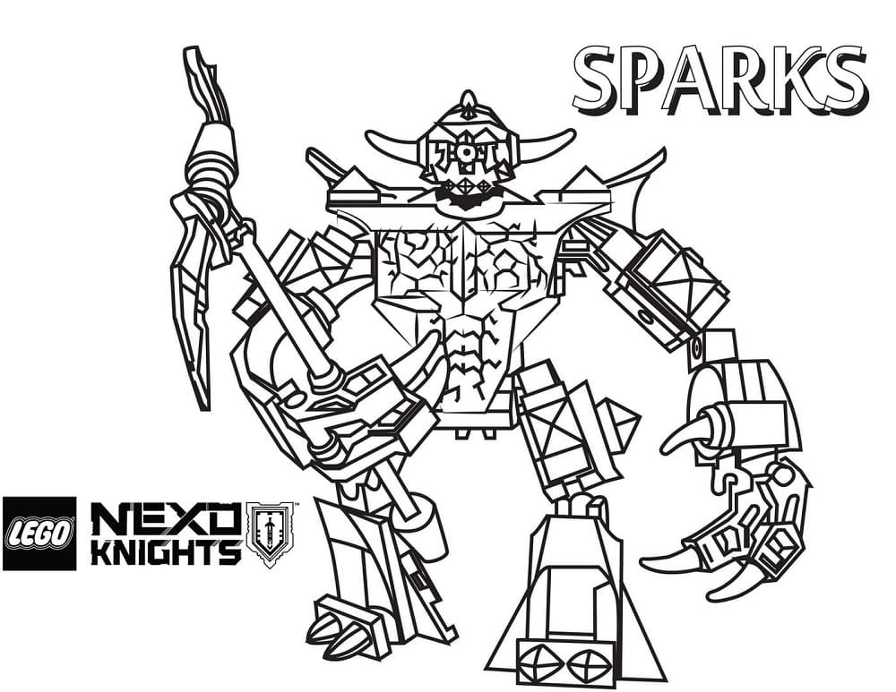 Desenho de Sparks Lego Nexo Knights para Colorir e Pintar