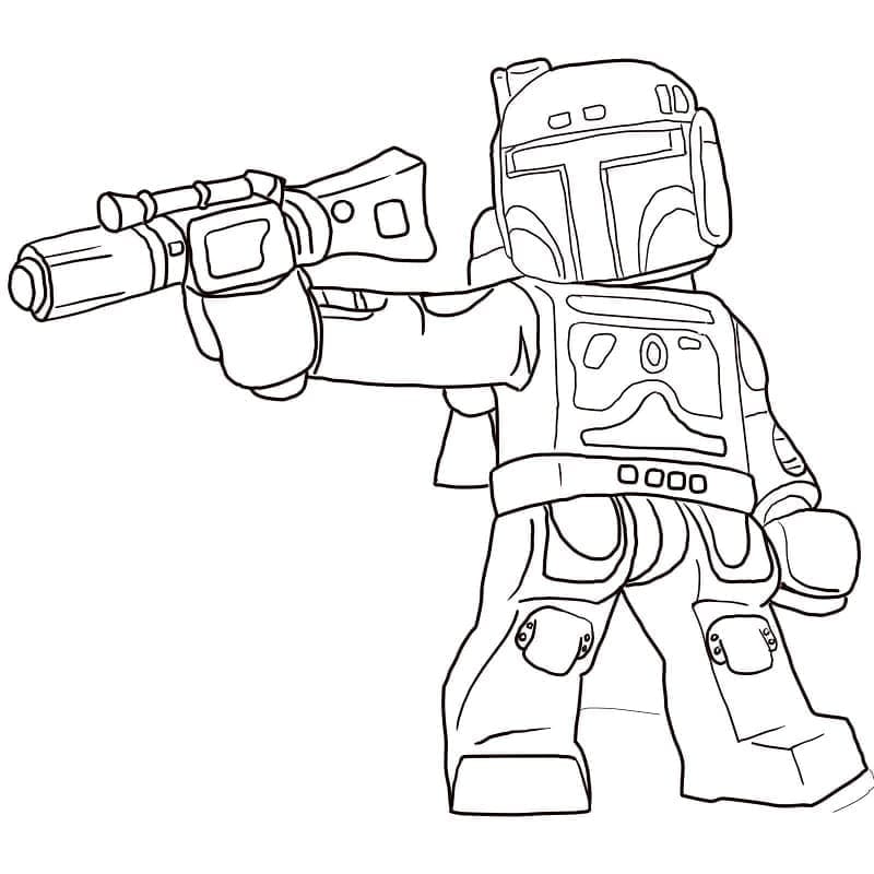 Desenho de Boba Fett Lego Star Wars para Colorir e Pintar