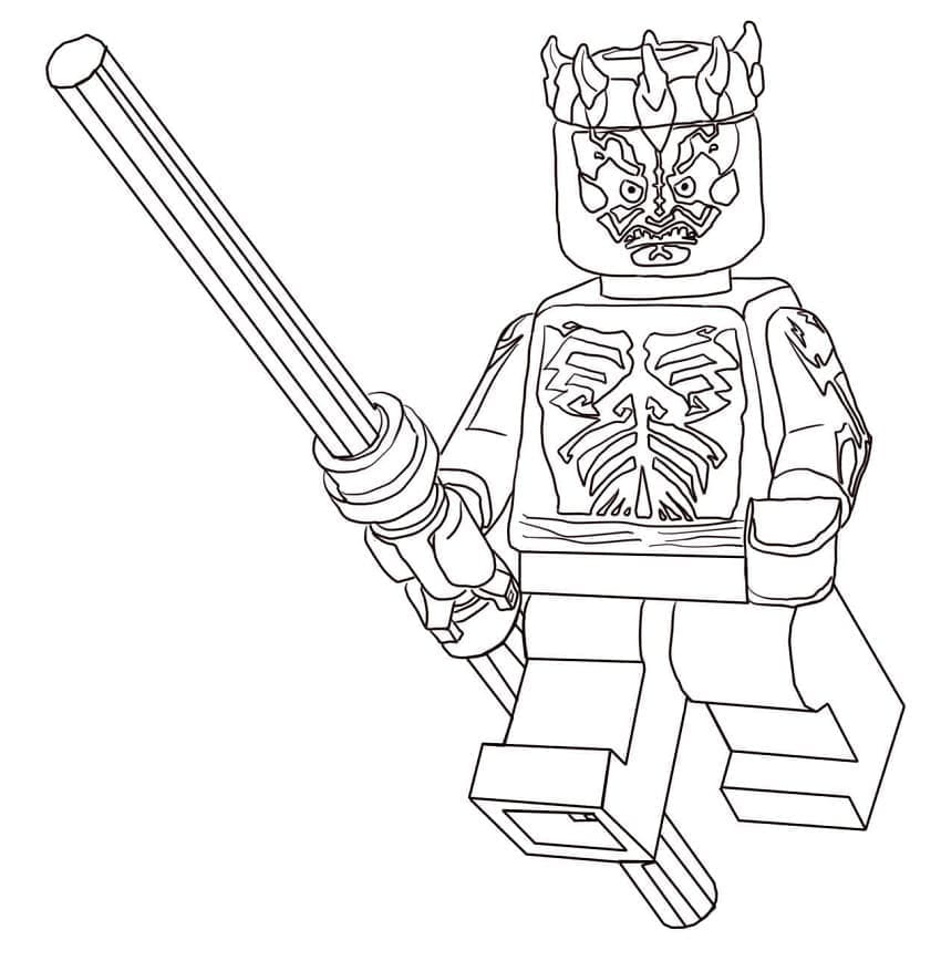 Desenho de Darth Maul Lego Star Wars para Colorir e Pintar