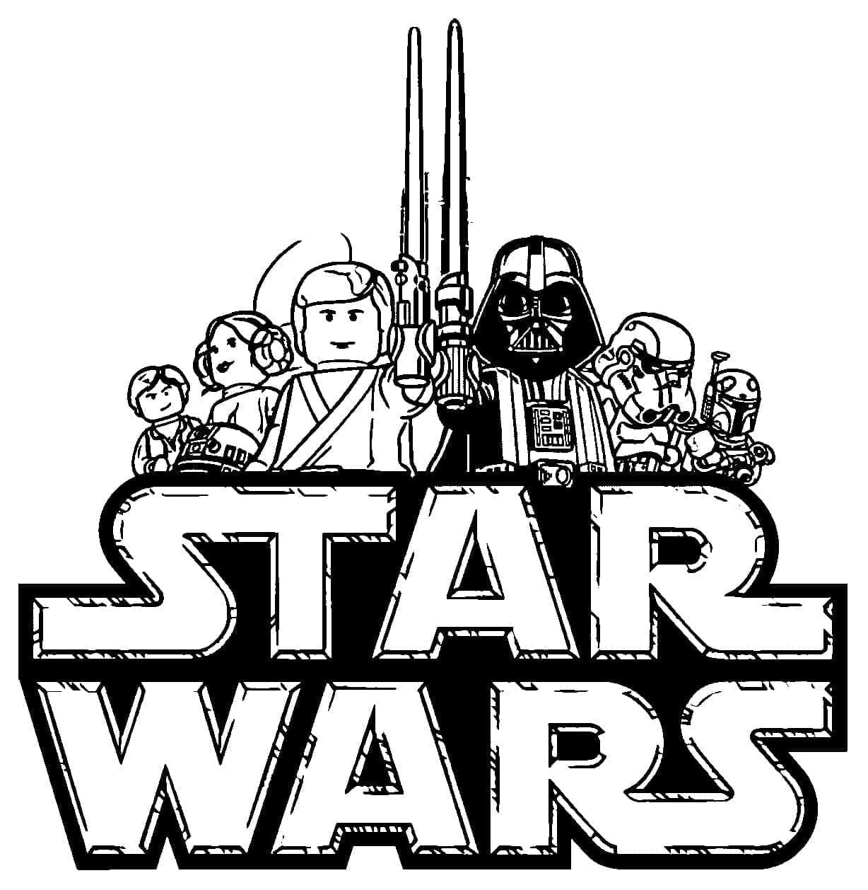 Desenho de Lego Star Wars para Crianças de 2 Anos para Colorir e Pintar