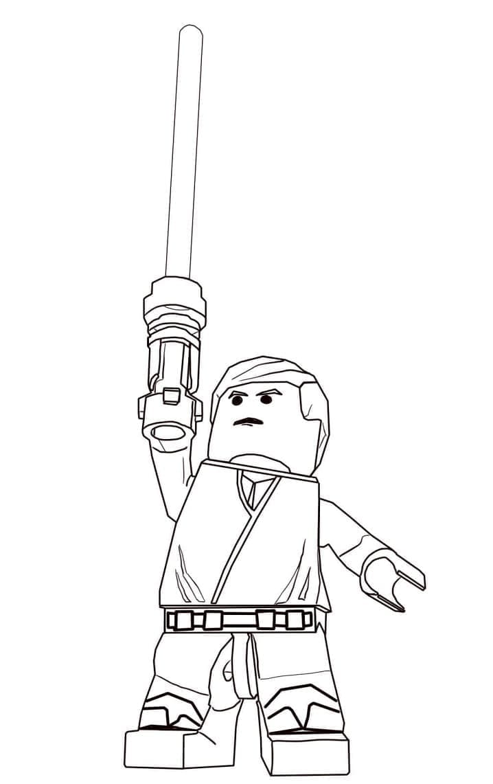 Desenho de Luke Skywalker Lego Star Wars para Colorir e Pintar