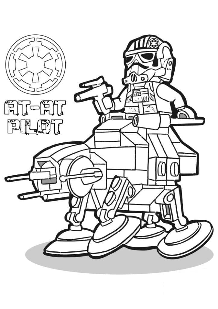 Desenho de Piloto de At At Lego Star Wars para Colorir e Pintar