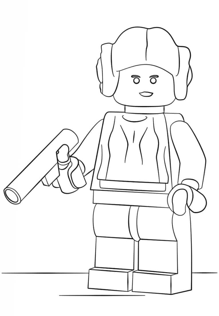 Desenho de Princesa Leia Lego Star Wars para Colorir e Pintar